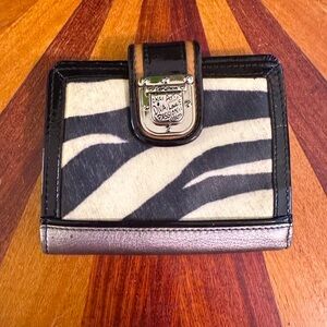 Brighton Diva Wallet Vintage Black patent leather, silver leather & tan leather